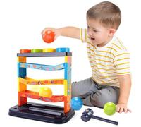 Deao Toys Deao 3 Layer Ball Drop Toy Montessori Sensory Stem Game With Hammer & Rolling Balls For Toddlers 1 To 3