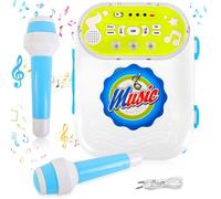 Deao Toys Deao Karaoke Machine 2 Mic Carry Case Play Set With Singing Recording Built-In Mp3 Led Lights Toy Learning Educational Machine