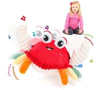 Deao Toys Deao Plush Dancing Crab Toy Musical Crawling Crab With Lights & Sounds Soft Interactive Baby Toy For Toddlers 18M Sensory