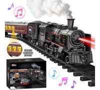 Deao Toys Deluxe Edition Steam Christmas Train Set Electric Classic Locomotive Toy With Lights, Real Smoke And Sounds