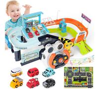 Deao Toys Diy Car Garage Tracks Simulation Steering Wheel Toy Set