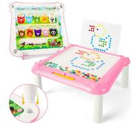 deAO Toys Drawing & Maze Board - Double-Sided Doodle Board with 1 Pen and Pattern Cards, Travel Montessori Toy for 3-Year-Old Toddlers