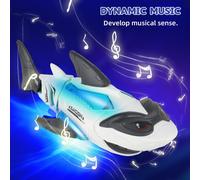 deAO Toys Electric Crawling Shark Toy for Toddlers Interactive Musical Shark with Lights Sounds & Moving Tail Ages 1-5