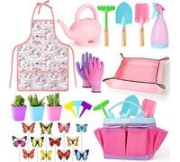 deAO Toys Gardening Tool Set Garden Tools for Toddler - Gardening Tool Set - pink