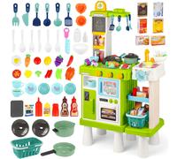 deAO Toys GREEN Kids Play Kitchen Set Pretend Cooking Toy - green