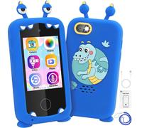 deAO Toys Kids Smart Phone Toy with 22 Educational Apps Multi-Function Learning Device with Camera, Music, Games, and 15 Customizable Wallpapers - blue - kids sim-free phone