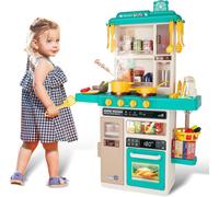 Deao Toys Kitchen Playset Toy With Realistic Lights & Sounds, Kids Play Kitchen Set With Simulation Of Spray Features, Pretend Role Play Toy