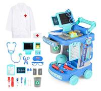 Deao Toys Multi-Purpose Doctors Trolley Set For Kids Medical Centre Playsets Medical Tools Role Play Toy Educational Doctor Playset