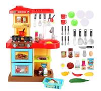 Deao Toys My Little Chef Kitchen Play Set With 30 Accessories, Light And Sound Features Red