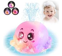 Deao Toys Octopus Bath Time Toy For Babies Light-Up Floating Fountain With Spraying Water And Led Lights Automatic Sensor Bathtub Toy Pink