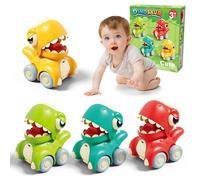 Deao Toys Push And Go Dinosaur Car Toy Set 4Pcs Mini Dino Vehicles For Toddlers Pull Back Cars For Boys And Girls Fun Educational