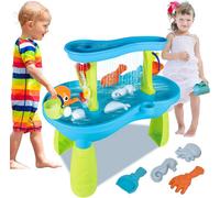Deao Toys Sand And Water Table For Kids, 2-Tier Sand Pit Outdoor Activities Play Table For Toddlers