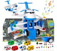 deAO Toys Transport Cargo Airplane Car Toy Play Set - 3+ - Toy plane - blue & white