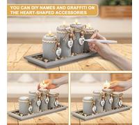 Deao Toys Wooden Tealight Candle Holder Set Of 4 With Decorative Tray Multiple Holder Table Centrepiece For Home Decor Valentine's Day