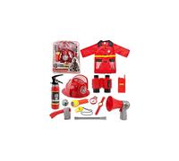 deAO Washable Fireman Costume Set with 13 Fire Fighter Toy Accessories, Storage Backpack and Real Water Shooting Extinguisher - Great for Kids