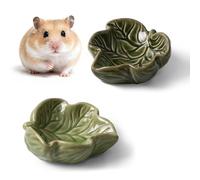Deapeey Hamtser Food Bowl,2 Packs Leaf Hamster Bowls,Ceramic Feeding Bowl,Food Dish for Small Animals Gerbil Dwarf Hamster Rat Mice Guinea Pig(Green + Dark Green)
