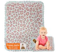 Dear Baby Gear Baby Blanket, Pink Cheetah, Minky Dot, Pink Ruffle, 42" x 32" Exclusive DBG Print Minky Fabric Minky Fabric