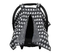 Dear Baby Gear Carseat Canopy, Elephants on Grey, Grey Minky