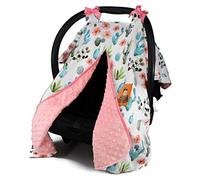 Dear Baby Gear Carseat Canopy with Snap Opening for Girls - Infant Canopies - Nursing Covers - 37" x 29" (Watercolor Cactus Floral, Coral)