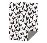 Dear Baby Gear Deluxe Baby Blanket, Double Layer Minky, Black and Red Chickens, Gray Minky Dot, 40 x 30 Inches