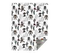 Dear Baby Gear Deluxe Baby Blanket, Double Layer Minky, Wild West Cactus, Gray Cactus Minky Smooth, 40 x 30 Inches