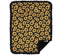 Dear Baby Gear Deluxe Baby Blanket, Double Layer Minky, Yellow Sunflowers on Black, Black Minky Smooth, Black Ruffle, 43 x 33 Inches