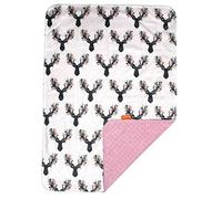 Dear Baby Gear Deluxe Baby Blankets, Custom Minky Print Antler Flowers Antler Flowers, Pink Minky Dot