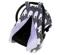 Dear Baby Gear Deluxe Car Seat Canopy, Custom Minky Print White Elephants, Lavender Minky Dot