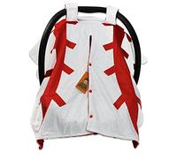 Dear Baby Gear Deluxe Car Seat Canopy, Double Layer Minky, Baseball, Red Minky Dot, 40 x 30 Inches