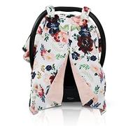 Dear Baby Gear Deluxe Car Seat Canopy, Double Layer Minky, Blush, Burgundy and Navy Floral, Blush Minky Smooth, 40 x 30 Inches