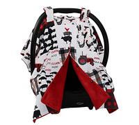 Dear Baby Gear Deluxe Car Seat Canopy, Double Layer Minky, Farm Faux Quilt, Red Minky Smooth, 40 x 30 Inches