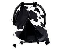 Dear Baby Gear Deluxe Car Seat Canopy, Double Layer Minky, Holstein Black and White Cow Print, Black Minky Smooth, 40 x 30 Inches