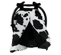 Dear Baby Gear Deluxe Car Seat Canopy, Double Layer Minky, Holstein Black and White Cow Print, Black Minky Smooth, Black Puffy Bows 40 x 30 Inches