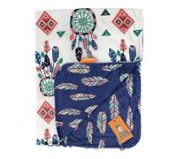 Dear Baby Gear Deluxe Reversible Baby Blankets, Custom Minky Print Dream Catcher and Feathers, No Ruffle, 38 Inches by 29 Inches