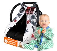 Dear Baby Gear Deluxe Reversible Car Seat Canopy, Custom Minky Print, Northwood Adventure Faux Quilt and Moose with Bears
