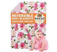 Dear Baby Gear - Reversible Baby Blankets - Soft Nursery Blanket for Newborn - Toddler Blankey - Throw Blanket for Boys & Girls - Infant Blankets - 38x29 (Roses Print - Pink Dot)