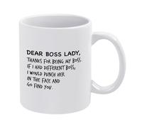 Dear Boss Lady Thanks for Being My Boss If I Had A Different Boss I'd Search Everywhere to Find You White Ceramic Coffee Mug - Birthday Gift