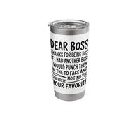 Dear Boss Thanks for Being Boss Funny Office Worker Stainless Steel Insulated Tumbler