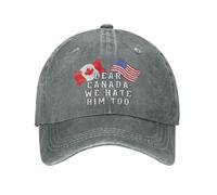 Dear Canada We Hate Him Too Hats for Men's Dear Canada Baseball Hat Gray
