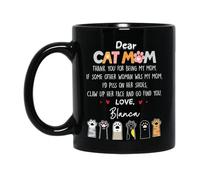 Dear Cat Mom Thank You for Being My Mom Coffee Mug Durable Tea Cup Ceramic Travel Mug Fun Gifts Foe Birthdays Anniversary Celebration Valentine's Day 330ml