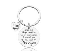 Dear Dad Keychain Gifts for Daddy Dad Fathers Day Gift for Dad Papa Retirement Birthday Gifts for Dad Daddy Keyring Gift for Papa Daddy Dad I Love You Gifts for Dad from Daughter Son