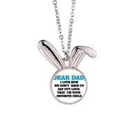 Dear Dad Letter Festival Quote Rabbit Necklace Pendant Bunny Animal Jewelry Gift