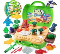 Dear Deer Kids Play Color Dough Dinosaur Play Set 26 Pcs Pretend Play Toy Kit with Dough and Moulds in a Portable Case