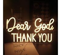 Dear God Thank You Neon Sign Led Dimmable Decorative Neon Lights, Inspirational Office Desk Decor Lights for Office Home Living Room Classroom, Christian Gifts,Christmas' Birthday Gift (Warm white)