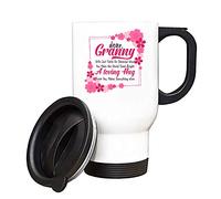 Dear Granny just Smile Cheerful Word Loving Hug Make The World Bright Silver/White Insulated Birthday Mother’s Day Travel Tea/Coffee Mug. (White)