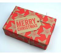 Dear Henry Wrapt Giant XXL Tags - 12 Pack, 10x15cm Labels with String, Gift Wrapping - Recyclable - Made in UK from Sustainably Sourced Materials (Merry Christmas)