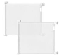 DEAR LOV 2 Pack Retractable Baby Gate,Mesh Baby Gate or Mesh Dog Gate,33" Tall,Extends up to 55" Wide,Child Safety Gate for Doorways, Stairs, Hallways（White,33"x55")