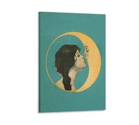 Dear Old Dixie Moon by Sam Fox Pub. Co. 1920 Famous Book Artwork Woman Kissing Crescent Yellow Moonlight Teal Green Color Painting On Canvas Wall Art Poster Scroll Picture Print Walls Decor Home Poste