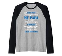 Dear Papa Thanks for Being My Raglan Baseball Tee