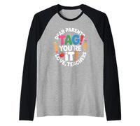 Dear Parents Tag You're It First Grade Educator Vacation Raglan Baseball Tee